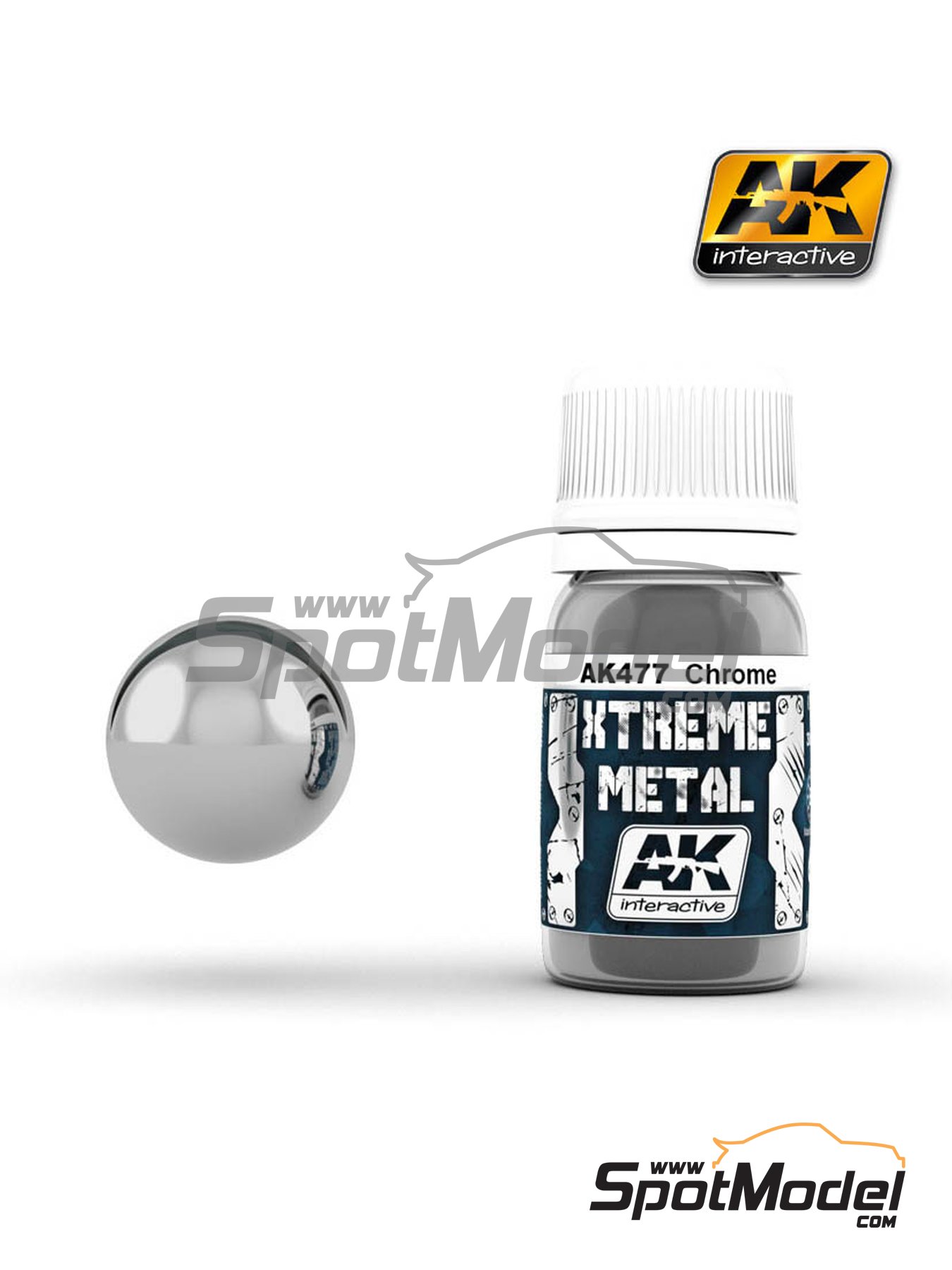 AK Interactive AK477: Xtreme metal paint Chrome 1 x 30ml (ref. AK